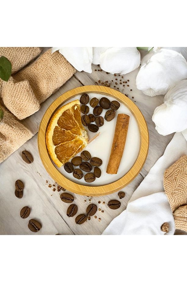 Ahşap kasede vanilyalı soya mumu (%100 soya ve doğaldır) - 2