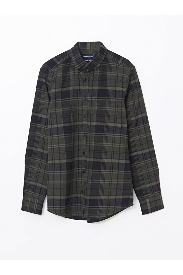 LCW Regular Fit Uzun Kollu Ekose Gabardin Erkek Gömlek - 1