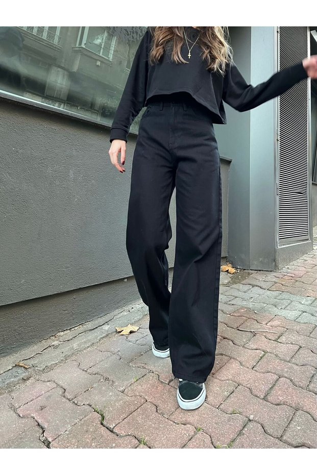 Wide Leg Baggy Pipe Leg Straight Classic Trousers Jeans