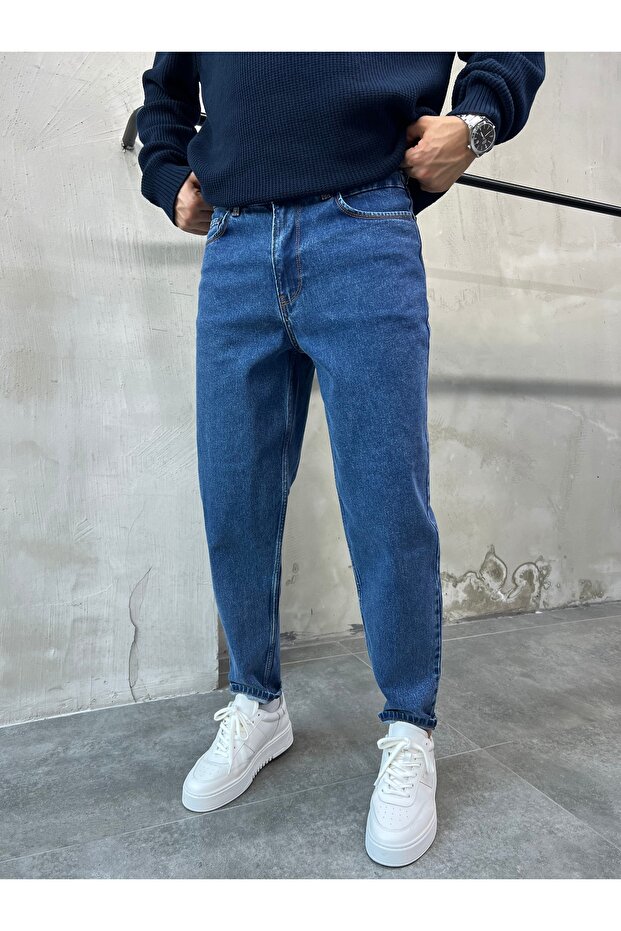 Men's Comfortable Fit Blue Boyfriend Pants