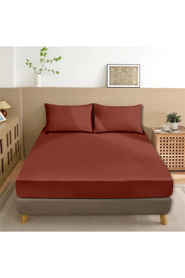 100% Cotton Akfil Flat Sheet Set Single 160X240 cm Claret Red
