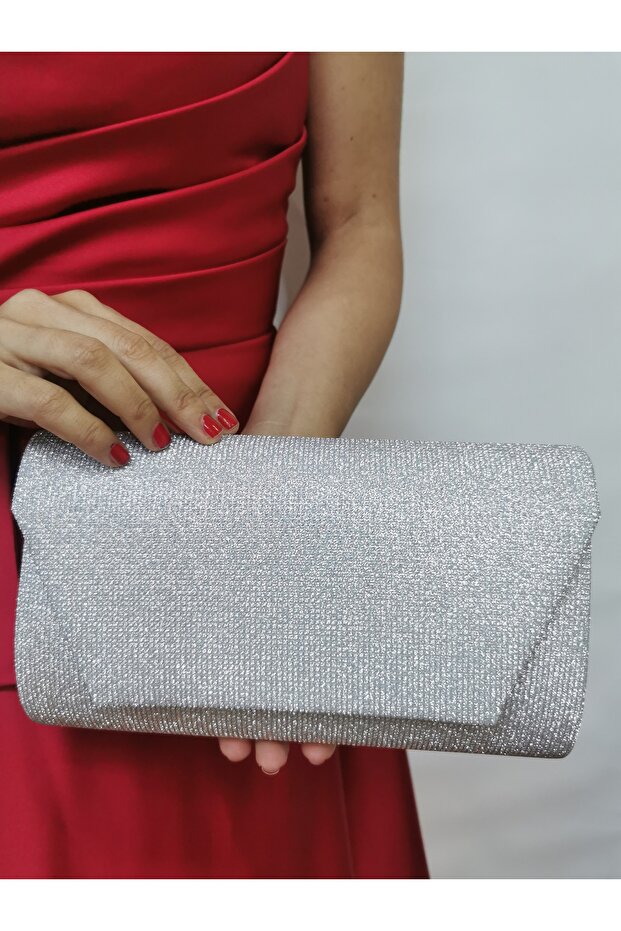 Beegi̇ Concept Women's Evening Dress Big Stone Silver Chain Wedding Night Party Bag