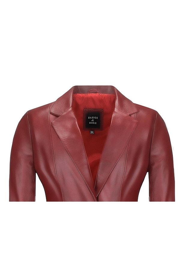 Kadın Tek Düğmeli Blazer Kırmızı Deri Ceket B2020 - 4