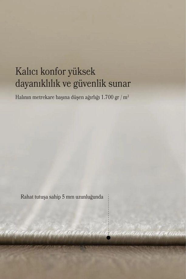 Modern Tasarım Sisal Kaydırmaz Dokuma Tabanlı İnce Makine Halısı  Krem Renk - 8