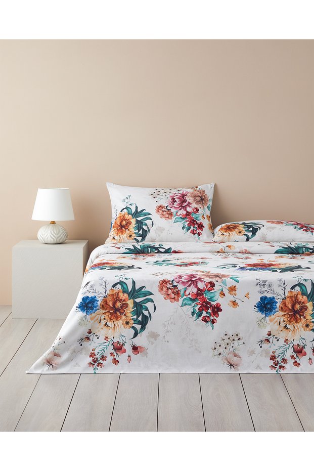 Flora Vista Digital Printed Soft Cotton Double Duvet Cover Set Orange