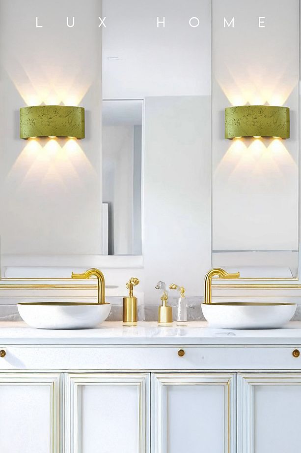 Pilli Gold Desenli Gün Işığı Duvar Apliği Banyo Aydınlatma Ayna Üstü Led Tablo Aplik Loş Işık 3000k - 3