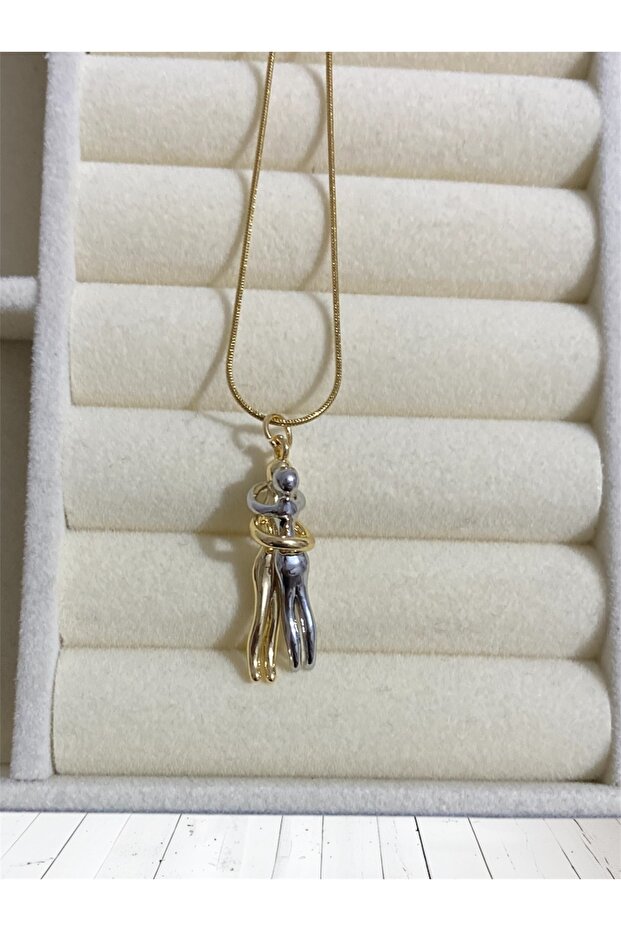 Sarılan Çift Aşk Kolye Gold - 2