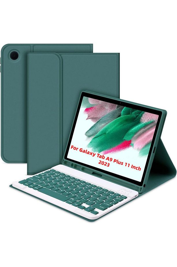 Samsung Galaxy Tab A9+ Plus 11 inç SM-X210 için Çıkarılabilir Bluetooth Klavyeli Klavye Kılıfı - 1