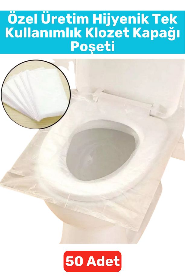 Premium Kompakt Çanta Boy Hijyenik Tam Kaplama Tek Kullanımlık Tuvalet Klozet Kapak Poşeti 50 Adet - 1