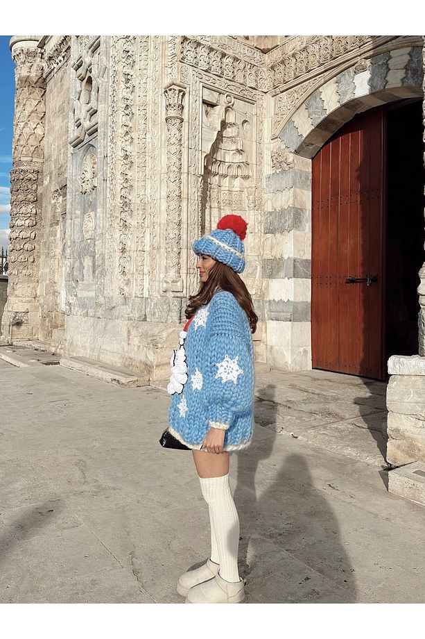 Santa El Örgüsü Kazak Elbise + Bere Takımı - 5
