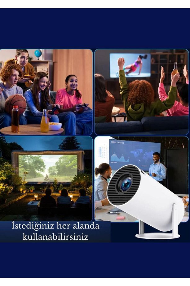 Taşınabilir Sinema Projeksiyon 720p Ev Sineması Bluetooth Android Akıllı Projektör - 7