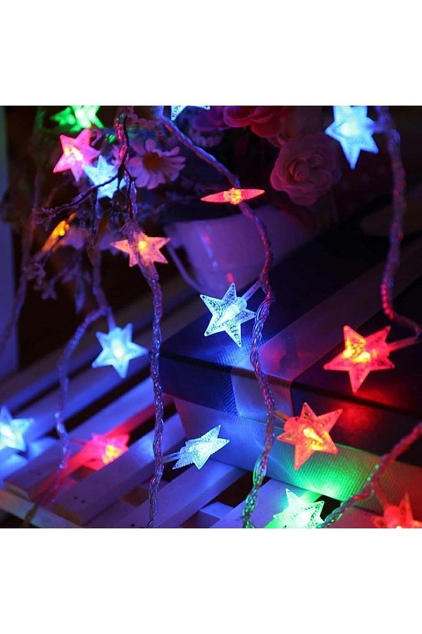 Fişli Rgb Yıldız Led 3 Mt 20 Led Dekoratif Yıldızlı Yılbaşı Cam Ağacı Yılbaşı Süs Led Işık Şerit Led - 3