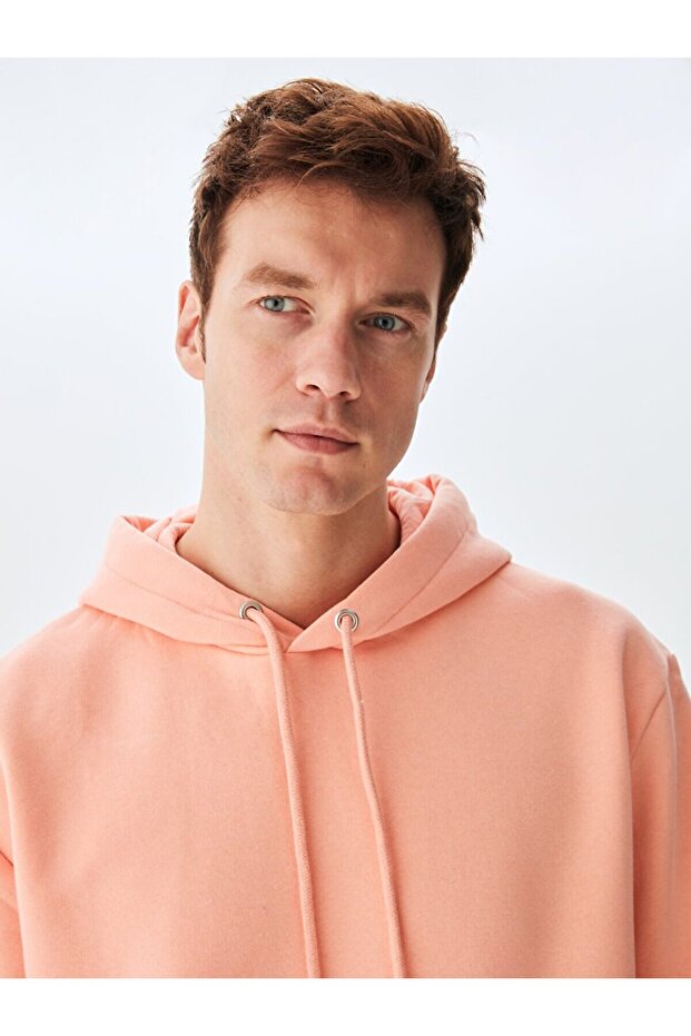 Basıc Kapüşonlu Turuncu Sweatshırt - 4