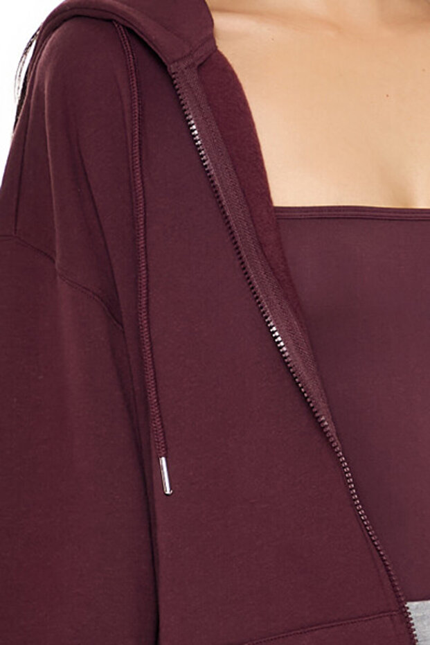 Fleece Fermuarlı Kapüşonlu Sweatshirt - 5
