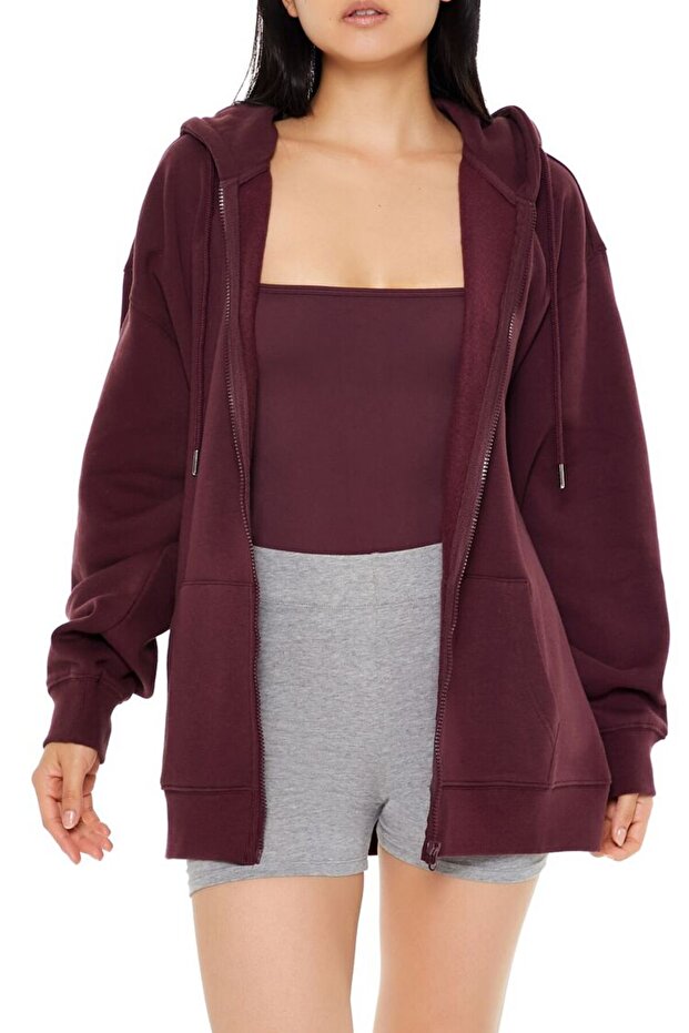 Fleece Fermuarlı Kapüşonlu Sweatshirt - 3