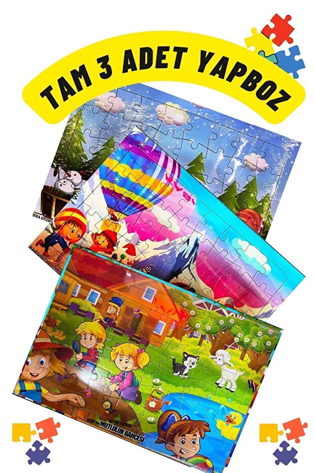 3 Pieces Children's Educational Puzzle Children's Puzzle-Paint-Image Def 24- 30-Piece Colorful Vehicles