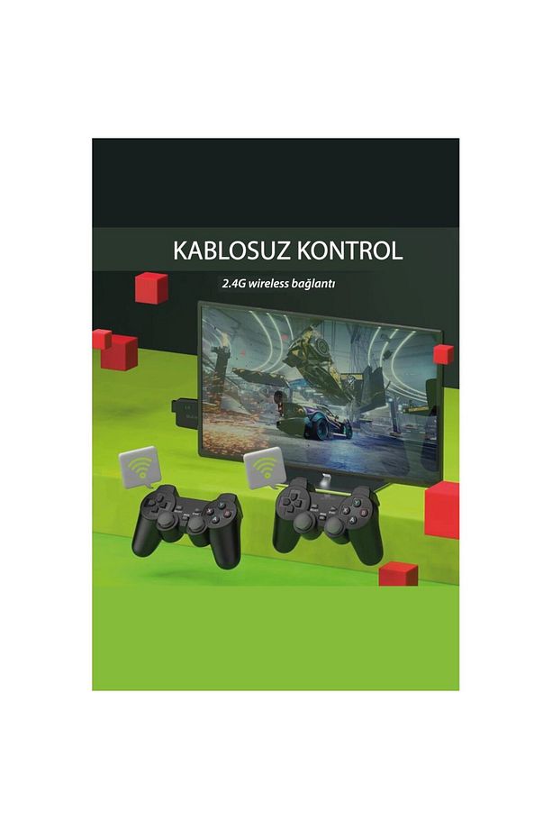Kablosuz Çift Kol Atari Retro 10000 Oyun Game Stick M8 2.4g Uyumlu - 3
