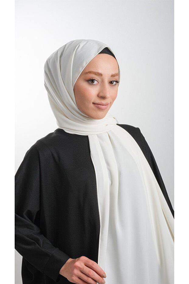 Ecru Plain Classic Shawl Medina Silk Simple 202103_27