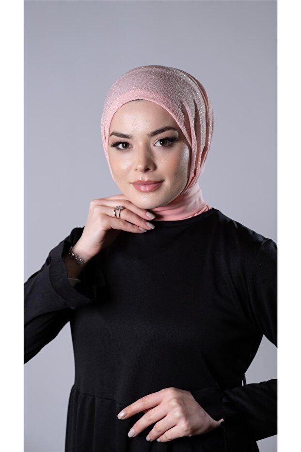وشاح حجاب عملي جاهز من السلمون مصنوع من قماش ساندي مع أزرار خلفية 2206_39