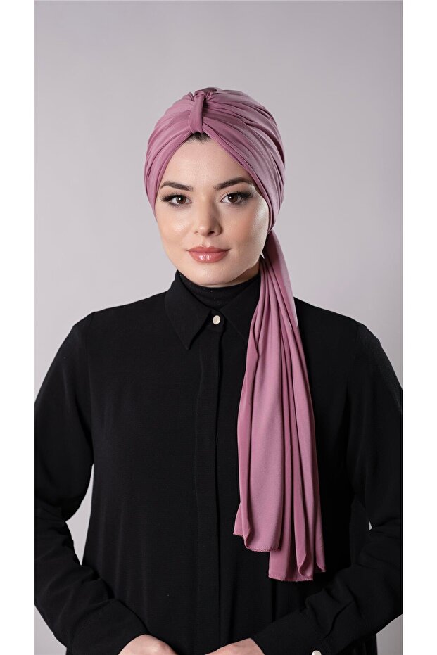 Dusty Rose Practical Ready-made Interlocking Hijab Bonnet with Sandy Fabric Scarf 2204_18