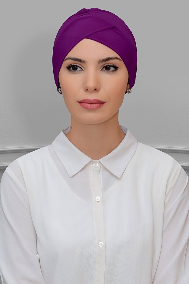 Wine Practical Ready-made Interlaced Hijab Bone Sandy Fabric Cross Gathered 1801_08