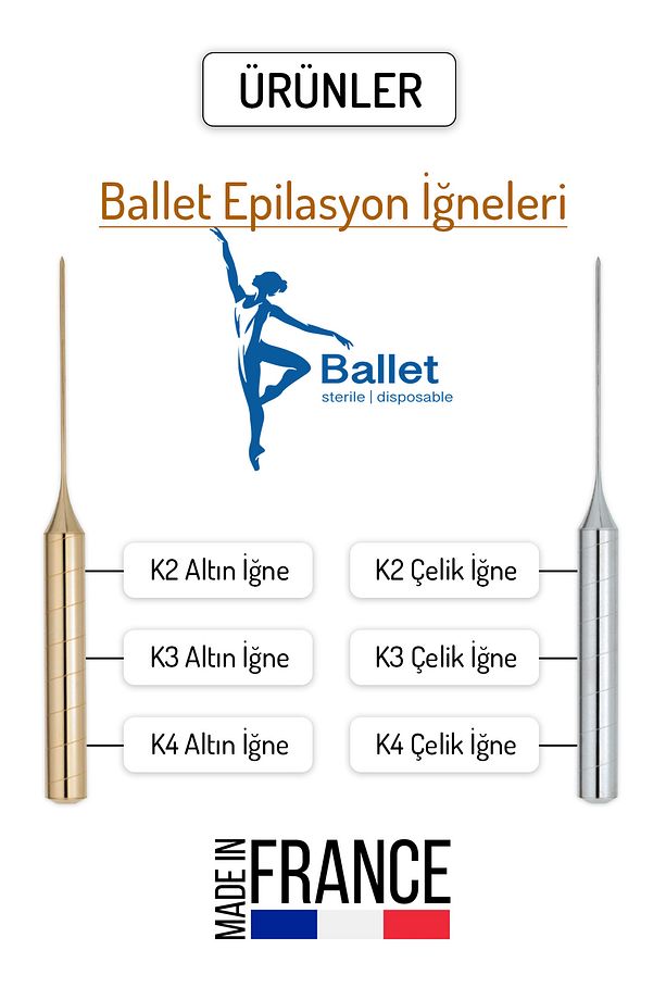 50 Adet K3 Altın Epilasyon İğnesi Orijinal Ballet K3 Gold İğne 20402517 - 6