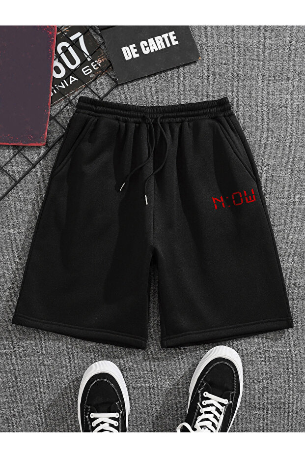 N:Ow Printed Sporty Black Men's Bermuda Shorts