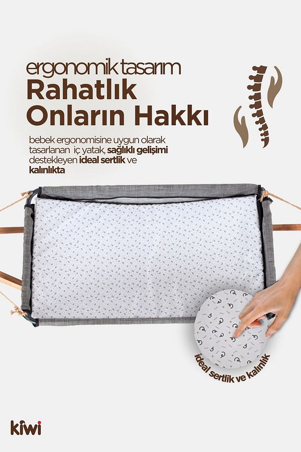 Luna Ahşap Katlanabilir Çantalı Bebek Hamağı - Kahve - 6