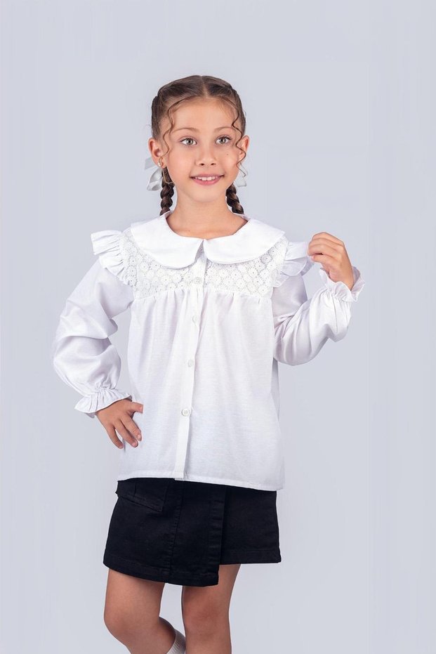 Girl's School Shirt with Embroidery 2-5 Years Old