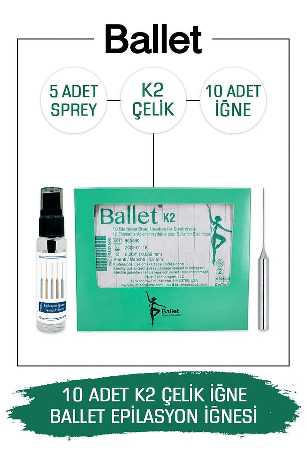 10 Adet K2 Gümüş Epilasyon Iğnesi Orijinal K2 Çelik Iğne 20402506 - 1