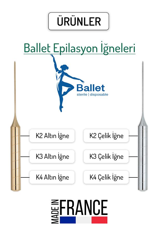 10 Adet K2 Gümüş Epilasyon Iğnesi Orijinal K2 Çelik Iğne 20402506 - 6