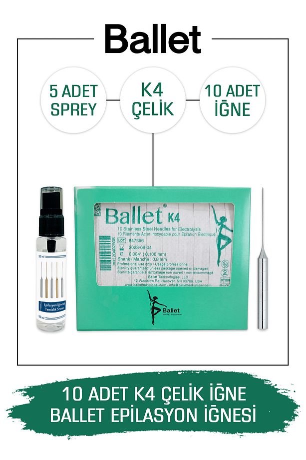 10 Adet K4 Gümüş Epilasyon Iğnesi Orijinal K4 Çelik Iğne 20402511 - 1