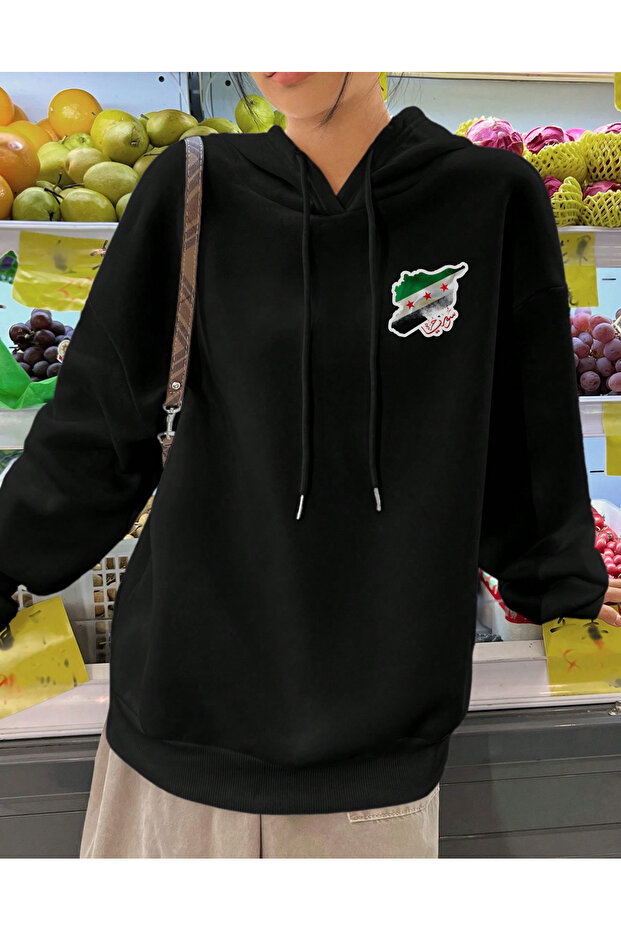 Syria Flag Printed Hooded Sweatshirt Hoodie