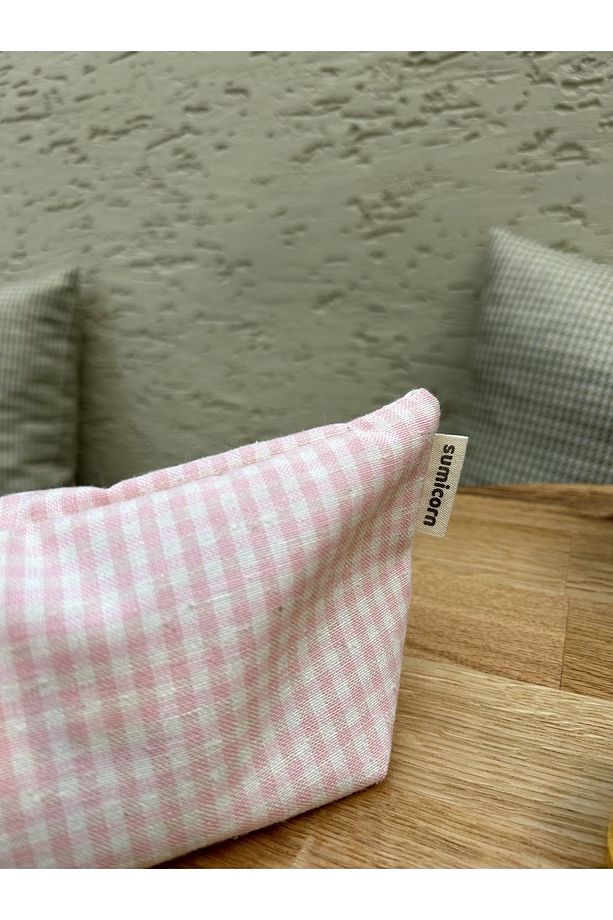 Pembe Pötikareli Yıkanabilir Tek Gözlü Kalemlik Kalem Kutusu Bez Kalem Çantası Makyaj Çantası - 4