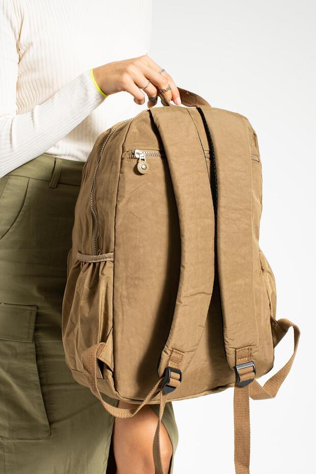 Ultra Hafif Çok Cepli Su Geçirmez Sırt Çantası Unisex Taba (Model: 571-1E) - 4