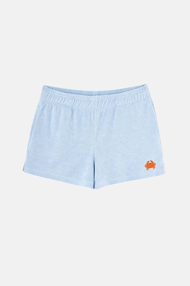 Yengeç Terry Kadın Şort - Açık Mavi - 1