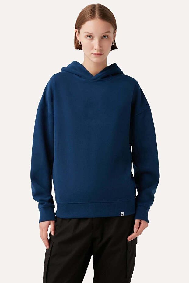 Basic Supersoft Hoodie - Indigo Mavi - 5