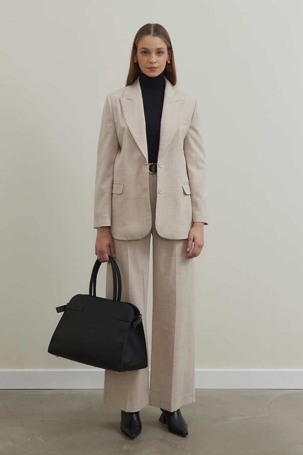 Çift Düğmeli Ceket - Bej - 3