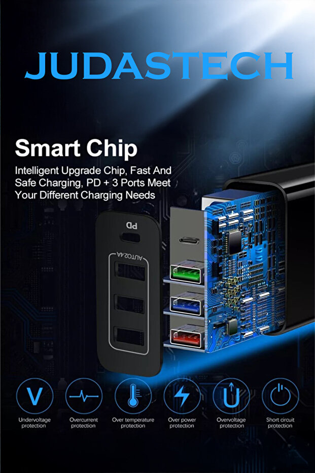 C4 PD (Type-C) + 3 Port Micro Usb Girişli Şarj Adaptörü - 6