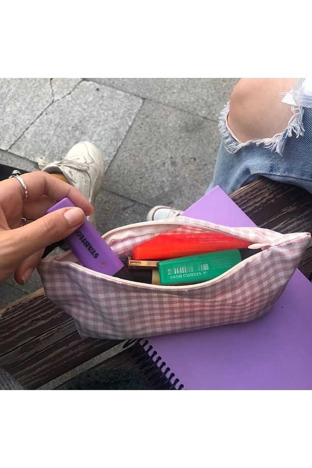 Pudra Pötikareli Yıkanabilir Fermuarlı Tek Gözlü Bez Kalemlik Kalem Kutusu Cüzdan Makyaj Çantası - 4