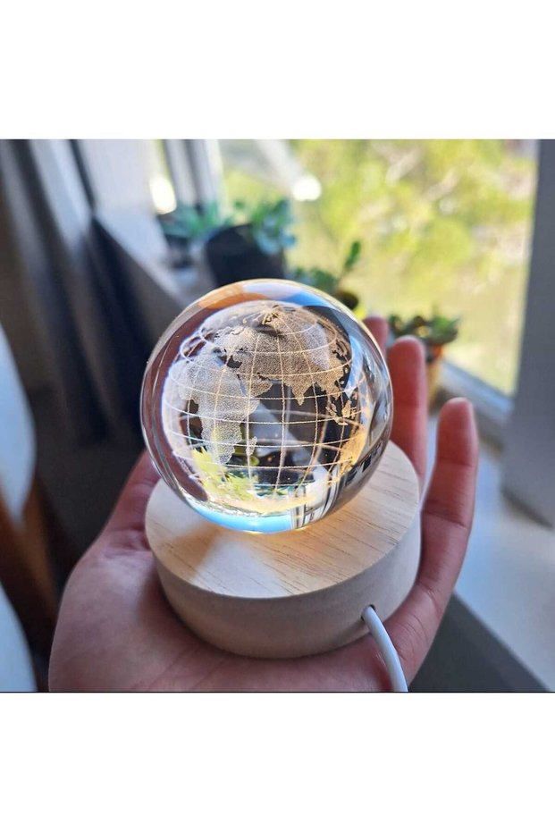 Mr Christmas Gifts 3D Crystal Glass Globe Wooden Stand Birthday Christmas Night Light Led Wonderful Gift