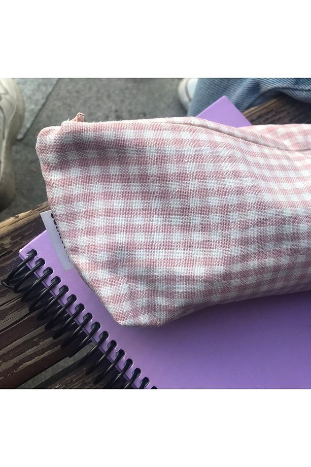 Pudra Pötikareli Yıkanabilir Fermuarlı Tek Gözlü Bez Kalemlik Kalem Kutusu Cüzdan Makyaj Çantası - 5
