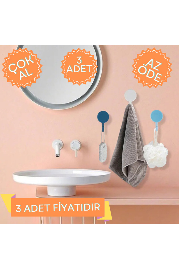 3 Adet Duvar Kancası Askılık Güçlü Yapışkanlı Elbise Çerçeve Mutfak Banyo Askısı Çok Amaçlı - 3