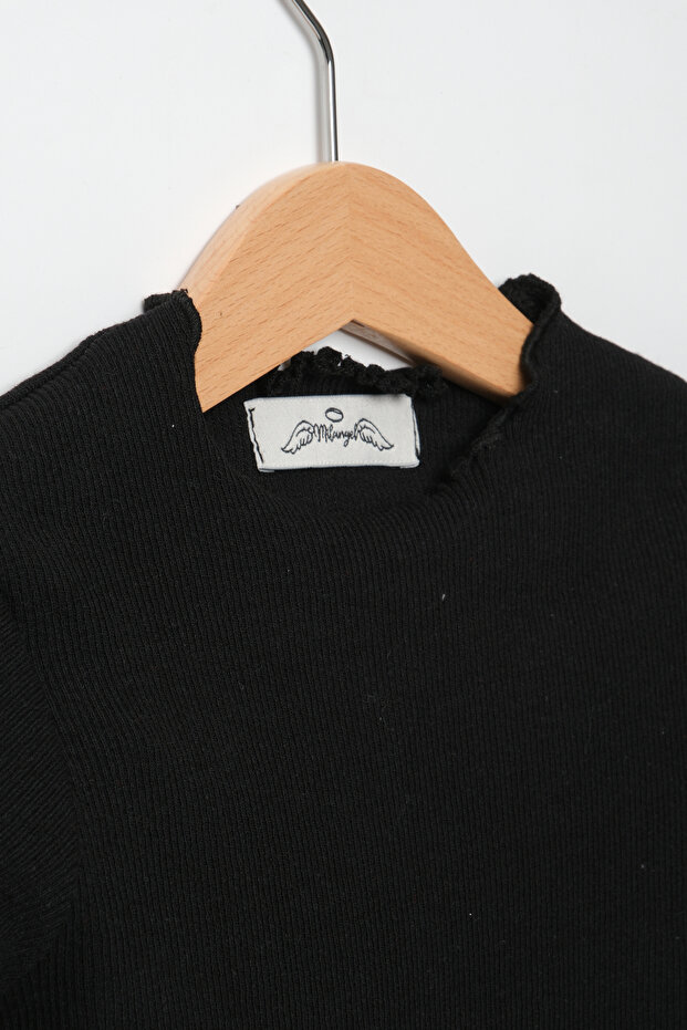 Siyah Çocuk Fitilli Örme Badi - 2