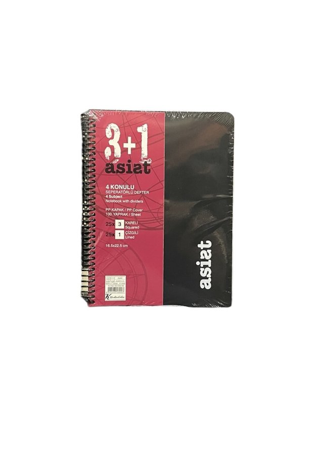 3+1 Bookmark Notebook Pp Cover 16.5X 22.5 cm 100 Sheets (3 Square + 1 Line)