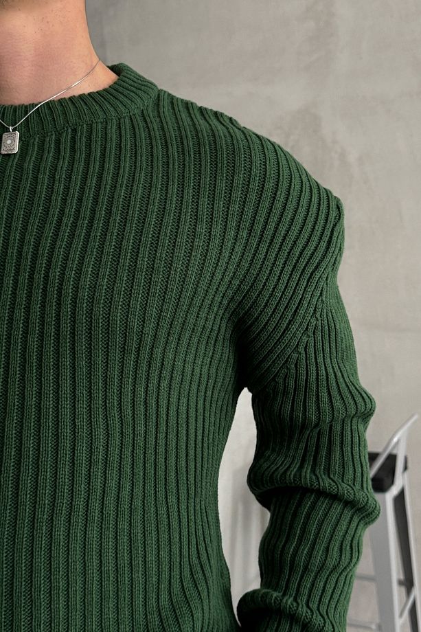Erkek Fitilli Örme Oversize Kazak - 6