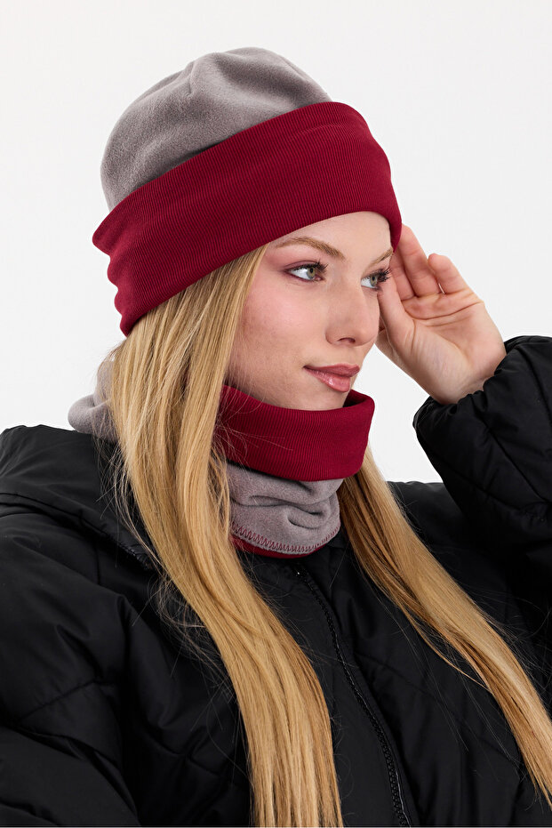 Hünkar Sytle, Double Color Double Layer Foldable Soft Women's Beanie Neck Collar Suit