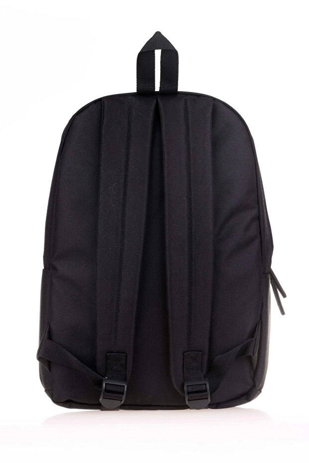 Black Striped Basic Color Backpack - 5