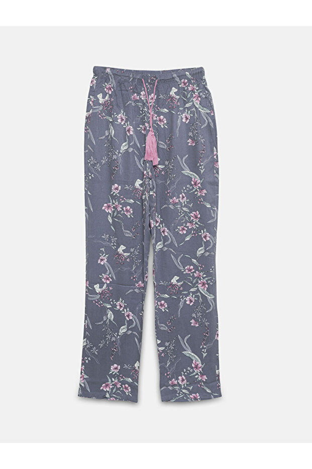 Bisiklet Yaka Çiçekli Uzun Kollu Kadın Pijama - 3