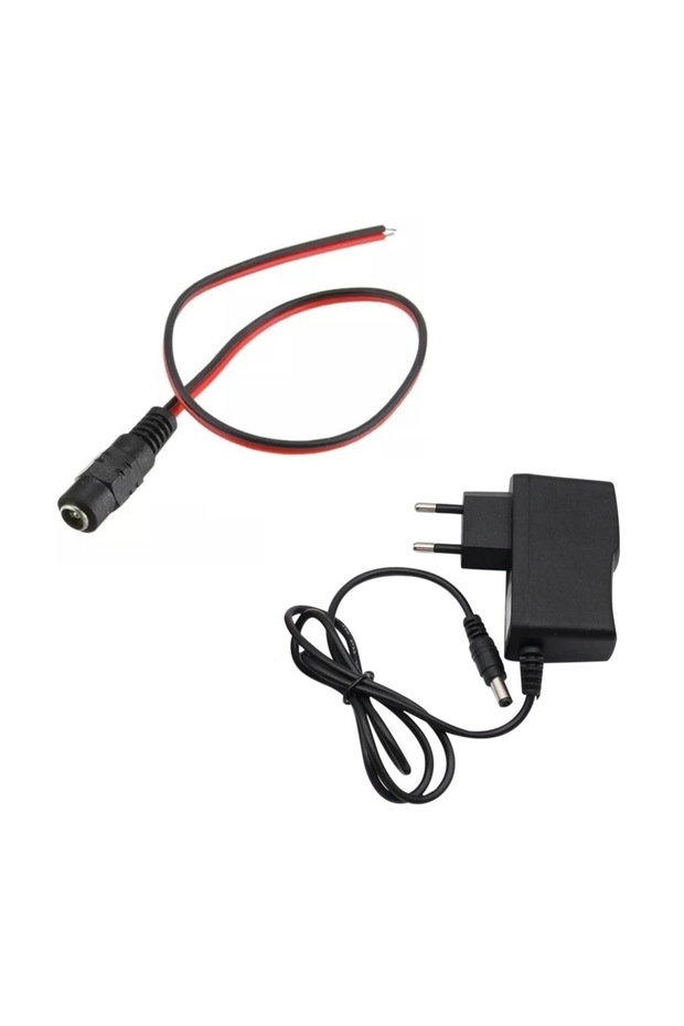 12V 1A Modem ve Arduino Uyumlu Priz Tipi Adaptör ve Güç Soketi 2.1mm DC Barrel Dişi Jack Kablosu - 2